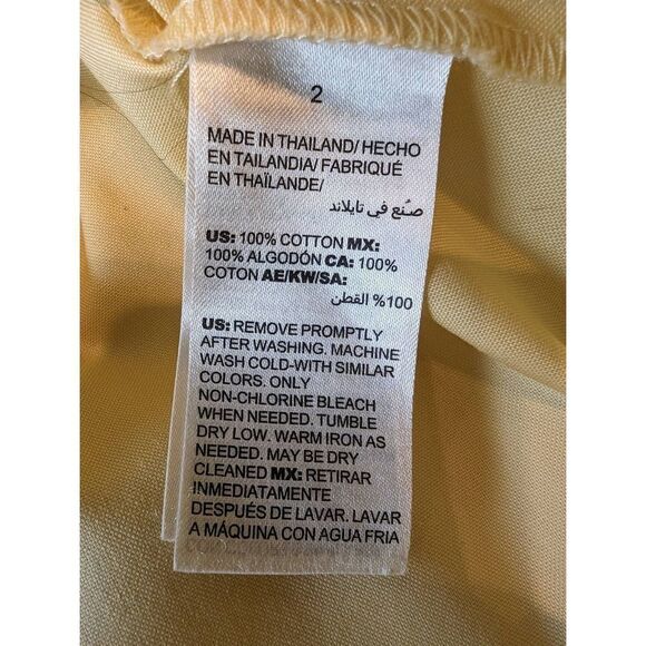 Chico's Button Up Shirt Women's Size 2 Yellow 3/4 Sleeves Wrinkle Resistant - Picture 6 of 11